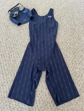 TYR Women’s Fusion 2 Aerofit Open Back Kneeskin Tech Suit W/ TYR Goggles & Cap