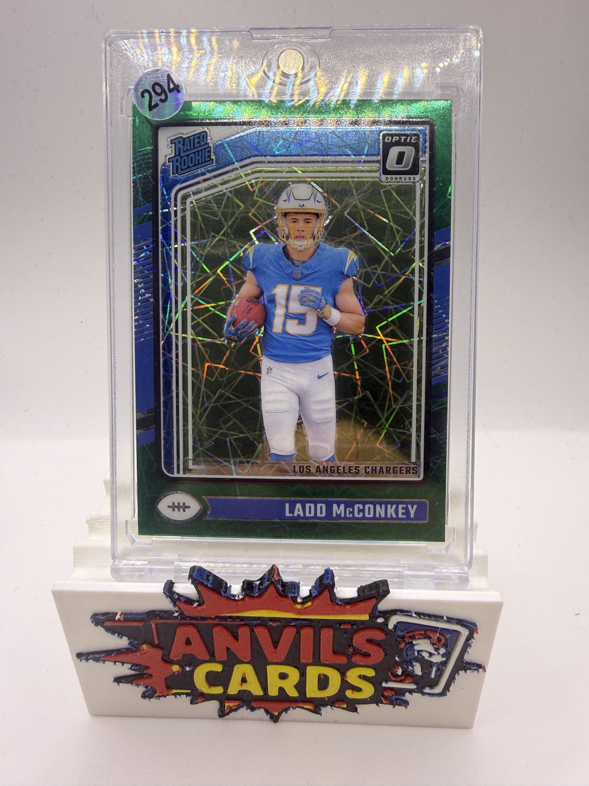 2024 Panini Donruss Optic - Rated Rookie Ladd McConkey #266 Teal Velocity Prizm