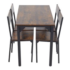 Industrial Dining Table Vintage 4 Chairs Set Rustic Metal 4 Seater Kitchen