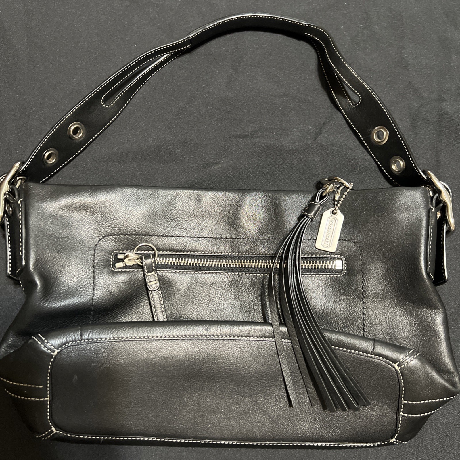 Coach 1417 East West Black Legacy Zip Top Closure Shoulder/Hobo Bag