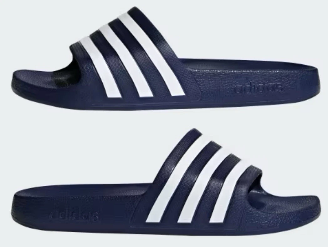 Sandali casual Adidas Duramo flat blu navy righe bianche slide uomo taglia 11