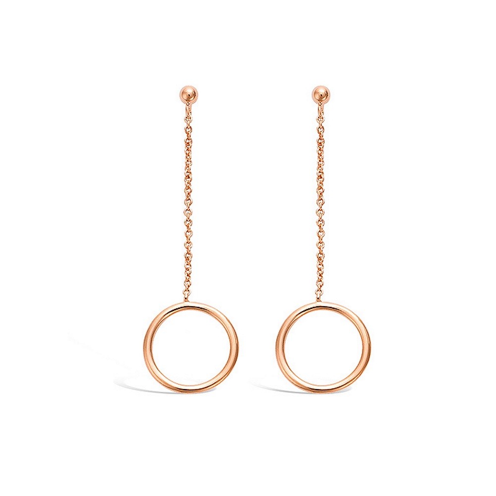 Boucles d'oreilles cercle boule plaqué or rose 18 carats poinçonné cadeau idéal