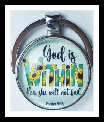 TWO - GOD IS WITHIN HER SHE WILL NOT FAIL - CHRISTIAN BIBLE VERSE KEYRING T121