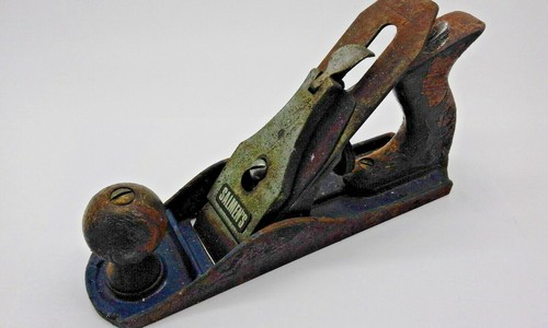 salmen's 25 cm vintage plane laithe with blue detail vintage tools