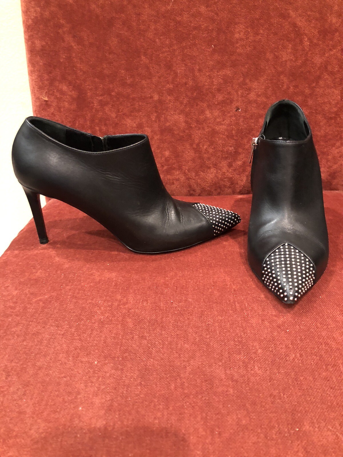 Oltre $800 Stivaletti USATI SAINT LAURENT STIVALI NERI TAGLIA 38 Scarpe Made In Italy
