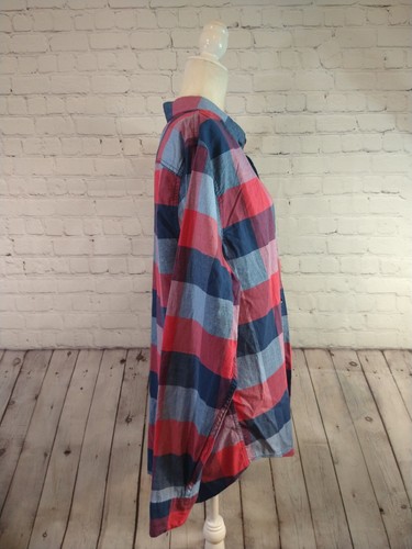 NWT men's HOLLISTER red/blue plaid button front casual shirt - size XXL - Picture 6 of 10