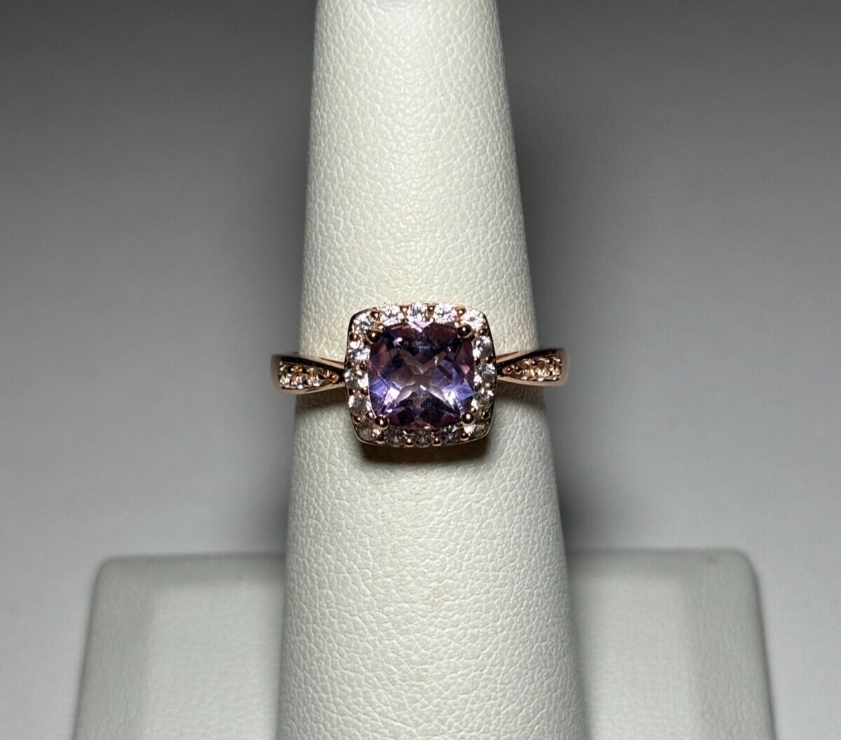 ダイアモンド　E Genuine Purple Amethyst 14K Rose Gold Over Silver Cocktail Ring