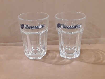 Small Hoegaarden Belgian Ale Hexagon Shaped Beer Sample/ Shot Glasses, Two