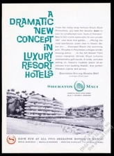 1963 Sheraton Maui hotel Kaanapali Beach Hawaii illustrated vintage print ad