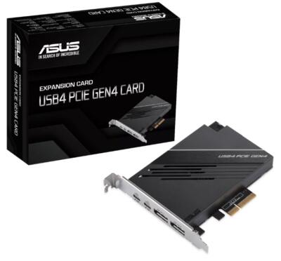 ASUS USB4 PCIe Gen4 カード 対応ケーブ1m付 ASUS USB4 PCIe Gen4 Card – 40Gbps, 8K@60Hz, 60W Fast Charging