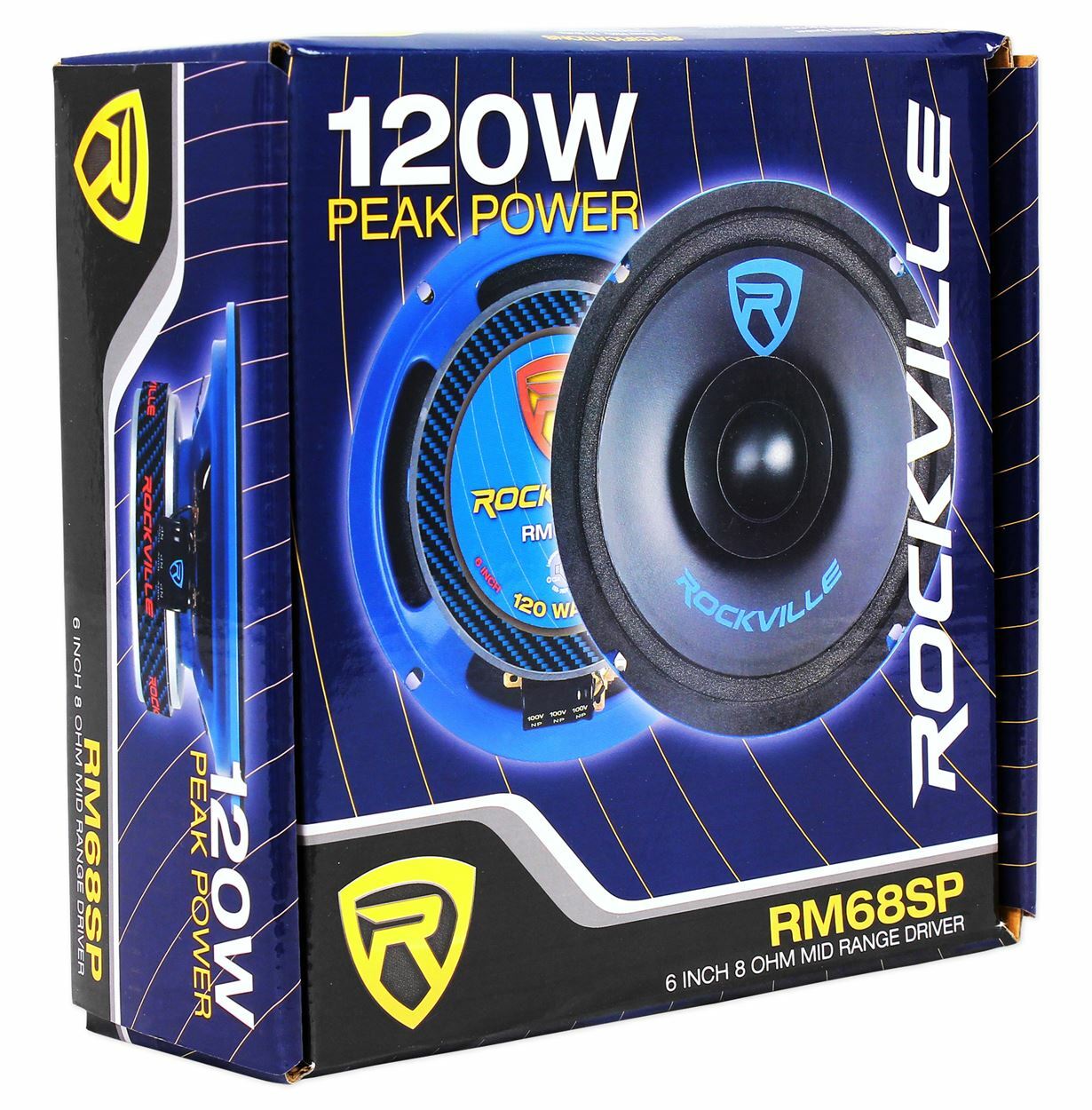 6 Автомобильные среднечастотные динамики Rockville RM68SP соответствующие стандарту CEA мощностью 65 Вт 8 Ом
