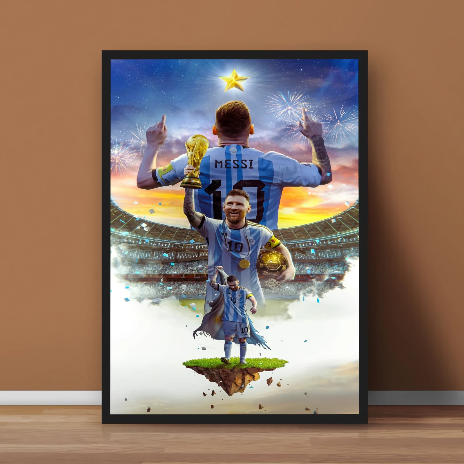 Lionel Messi World Cup Champion Poster - No Frame