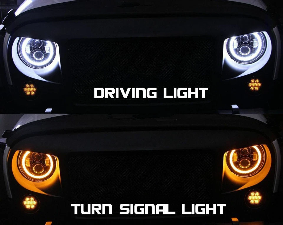 Kit combinado de faros + luces antiniebla Halo LED 7" para Jeep Wrangler JK 2007-2018 Foto 4 de 4