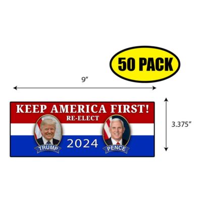Veterans For Trump 2024 Keep America First! Blue Bumper Sticker - 3.75x7.5 Inches