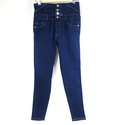 Haholi Girls Jeans 12 Blue Skinny High Rise Denim Pants Stretch Wide Waist Band
