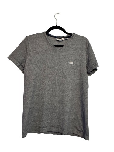 Lacoste Mens Regular Fit Gray Striped T-Shirt FR 4 USM Short Sleeve Cotton Casua