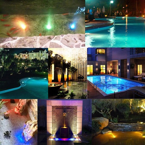 1 Set 4 Leuchten RGB LED Unterwasser Spotlicht Aquarium Garten Brunnen Teichlampe - Bild 5 von 10