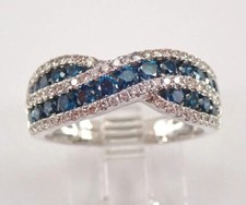 2 Ct Lab-Created London Blue Topaz 14K White Gold Plated Twisted Wedding Band