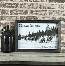 U.S. Mail Delivery by Alaska Dogsled Framed Vintage Photo