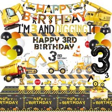 90 Pcs Dump Truck Party Decorations for Boys Baby .Construction 3rd Birthday ...