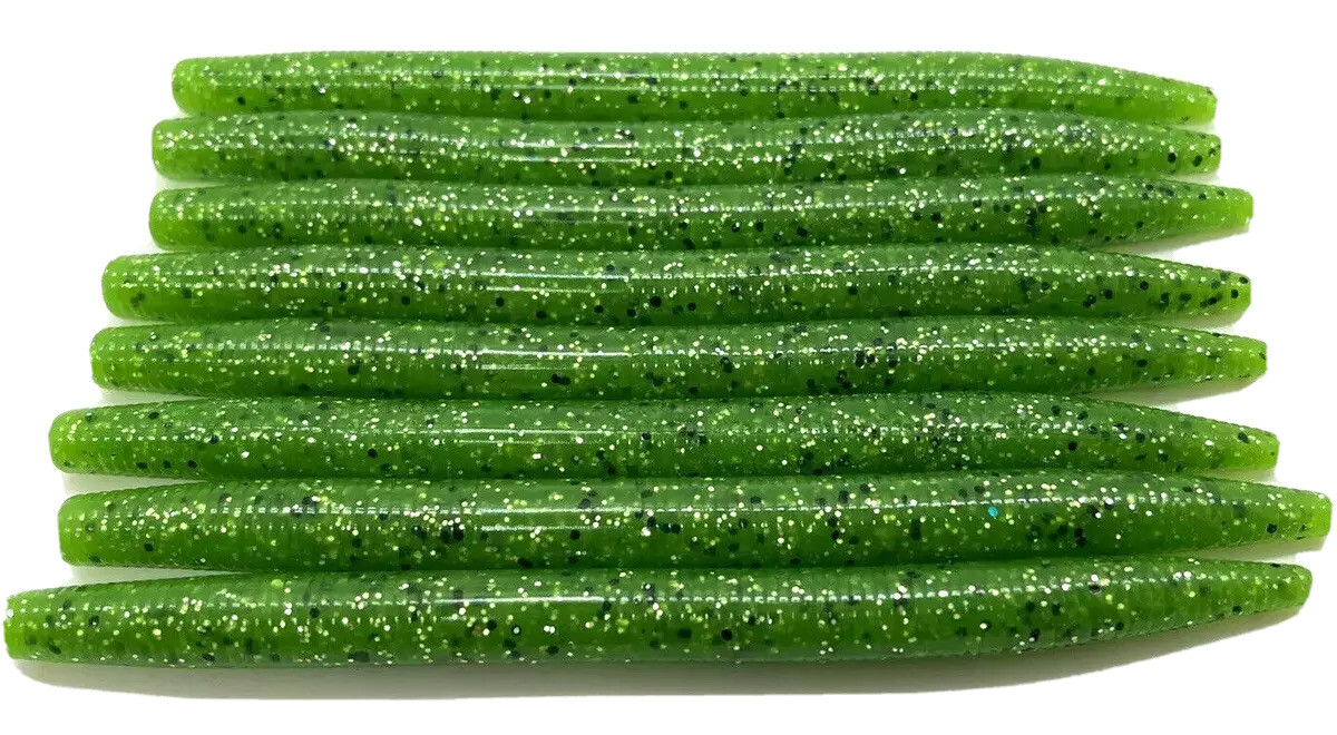 12x Wacky Baits Stick Bait 5″ – Watermelon Silver Flash Per Bass Fishing (Soft Plastic)