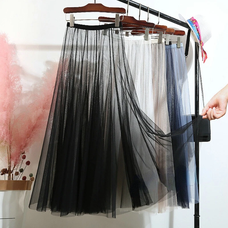 PLEATED SHEER THIN TULLE SKIRT (BLACK) – Dress Code Chic Official