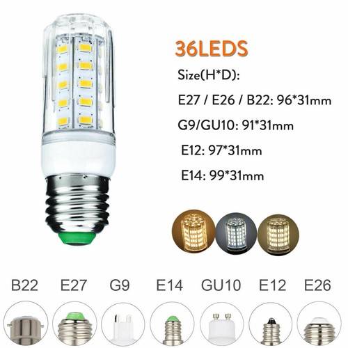 LED Corn Bulb 5730 SMD E27 E14 E12 B22 35W - 85W Equivalent Light Bright Lamp RD - Picture 16 of 22