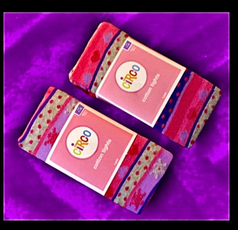 2 Pairs Circo Cotton Knit Tights Girl's Size 7-10 Pink,purple,NWT - Image 3 of 4