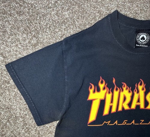 Thrasher Magazine Men’s T-Shirt FLAMES Graphic Tee Black S/S Crew Neck Size S - Picture 11 of 24