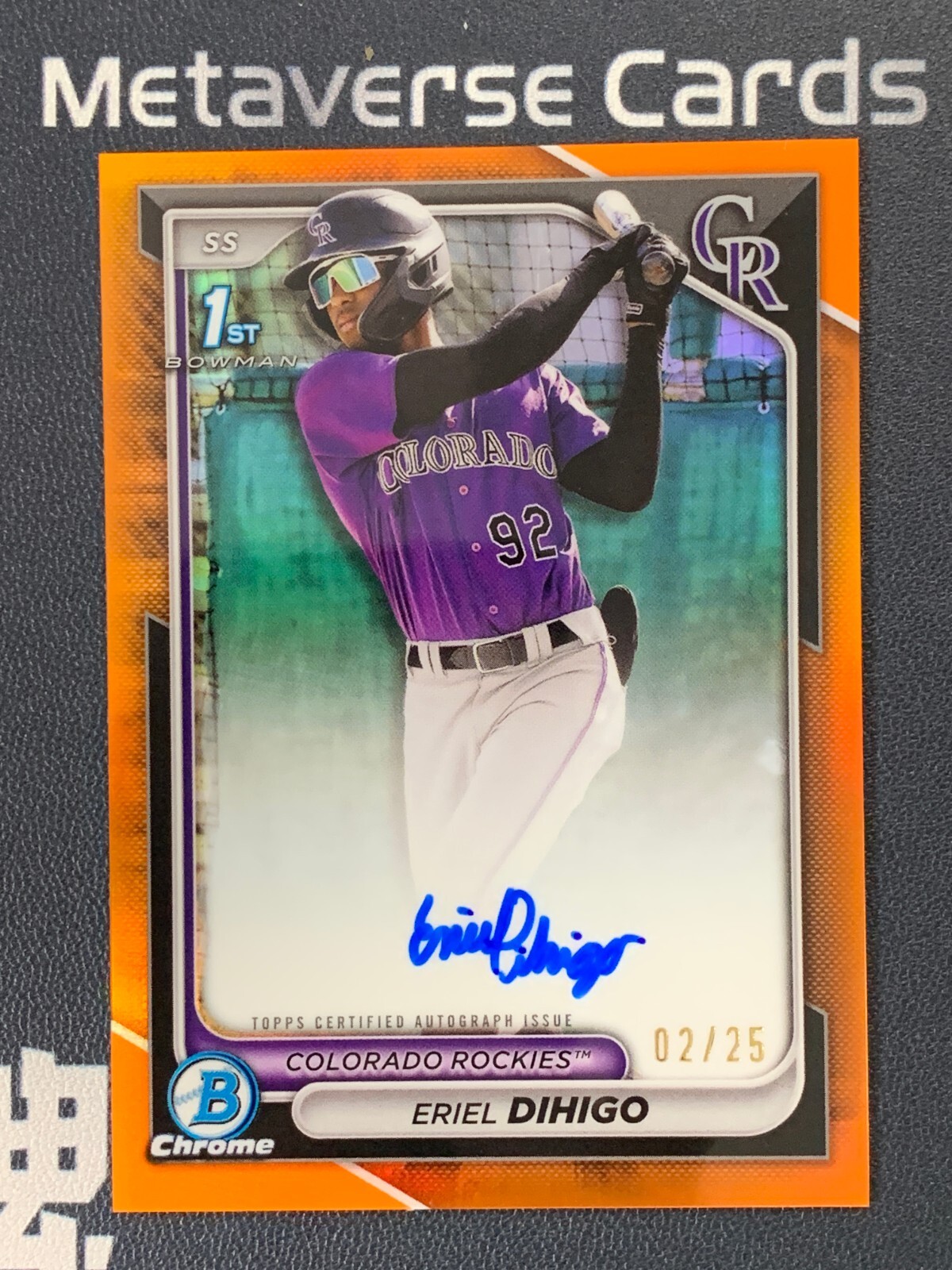 2024 Bowman Chrome 1st Orange Refractor On-Card Autograph Eriel Dihigo 02/25