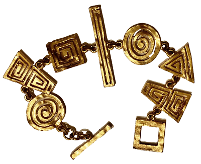 Bracelet Moderniste En étain Argenté - Signé BICHE DE BERE Paris N°2 - Longueur 20 Cm - Occasion