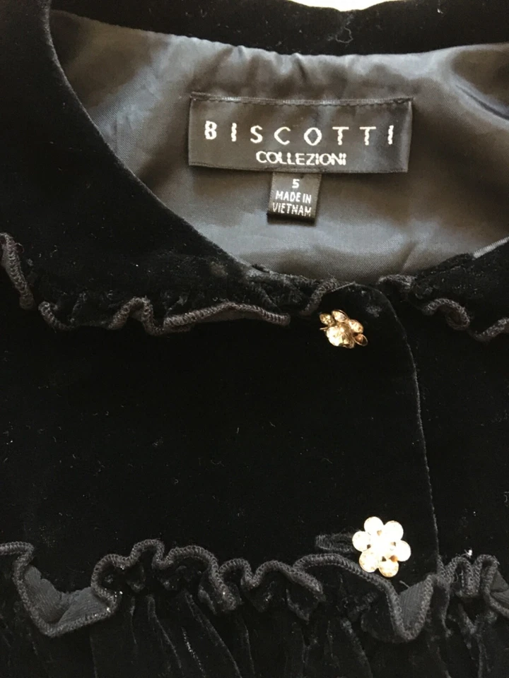 Biscotti Collezioni Terciopelo Encogerse de hombros Niñas Talla 5 Estilo Capa Encogerse de hombros con sis Usado en Excelente Condición Foto 2 de 4