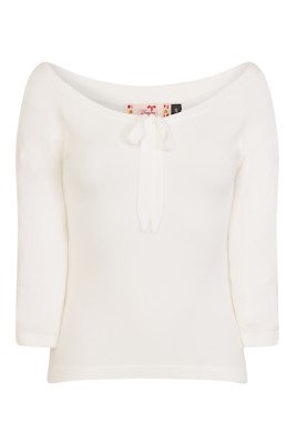 Off White Pretty Illusion Vintage 50er Jahre Retro Einfach Rockabilly Top VERBOTENE Kleidung