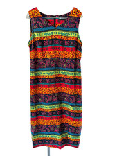 Sa Harbor Women Dress SZ 16 Sleeveless Multi Color Zipper Side Slit Long Pencil