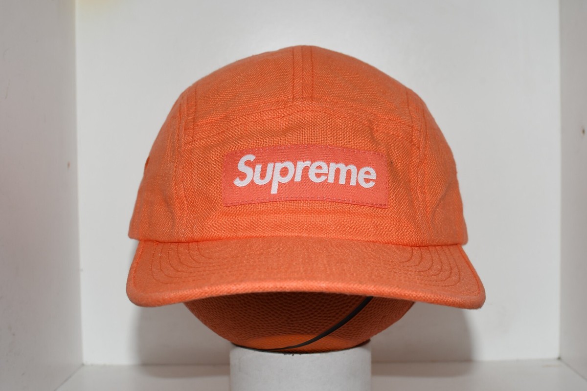 SUPREME LINEN FITTED ORANGE CAMP HAT - SIZE SMALL/ MEDIUM