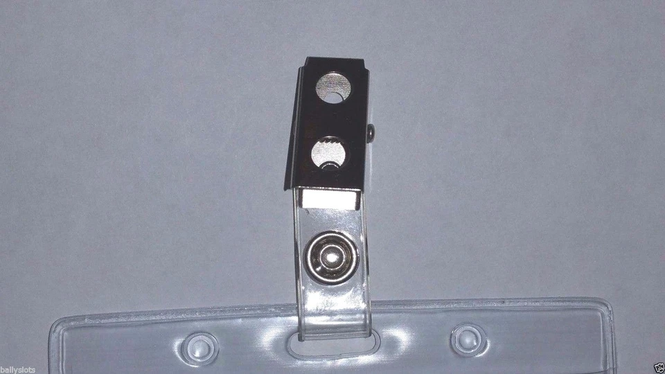 10 soportes horizontales para etiquetas de tarjeta de identificación de plástico transparente con clips de metal trabajo Foto 3 de 3