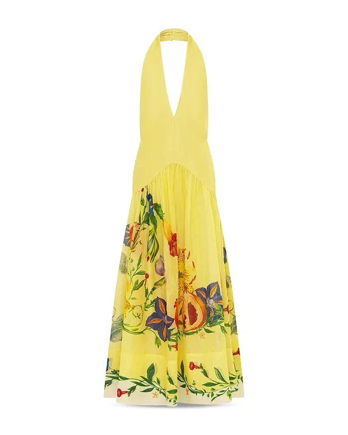 Maxi Vestido Halter Dalia Estampado Floral Multi Amarillo G1N con Etiquetas Alemais L94106 Foto 4 de 4