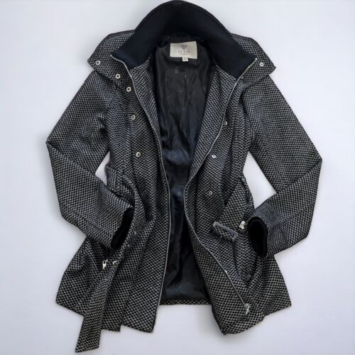 Guess Y2K karierte Jacke Hahnentritt schwarz grau Gürtel Whimsy Dark Academia 2000er M - Bild 4 von 17