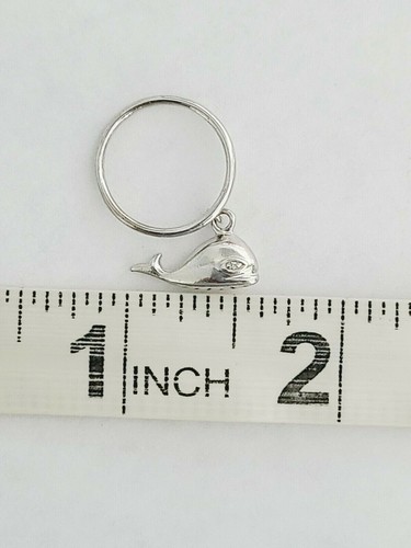 Solid 14K White Gold DIAMOND WHALE/MAMMAL Dangle PINKY Ring Size 3.25 - Picture 20 of 24