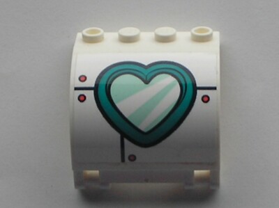 LEGO White Panel 3x4x3 Dark Turquoise Heart Shaped Sticker