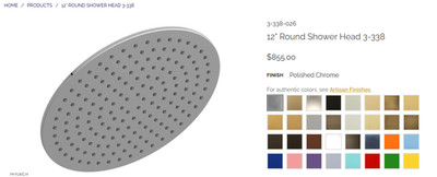 NEW - Phylrich AST3-338-026 Asteri 12'' Round Rain Showerhead in POLISHED CHROME!