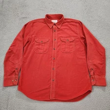 CC Filson Shirt Mens Large Orange Moleskin Seattle Heavy Flannel Outdoor Hunting