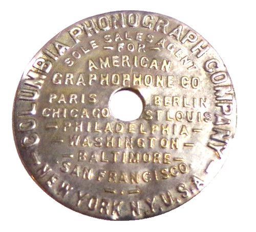 COLUMBIA CYLINDER PHONOGRAPH MANDREL TAG