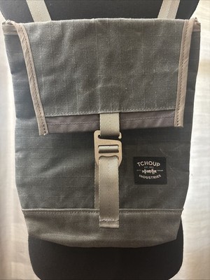 TCHOUP INDUSTRIES Men Charcoal Core Gray Flap Pack Waxed Cotton Canvas Backpack