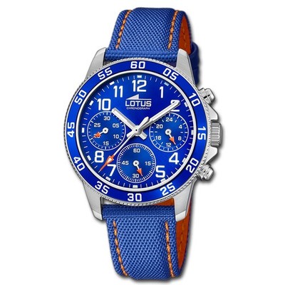 Lotus Kinderuhr Leder blau orange Lotus Junior Armbanduhr UL18581/6