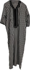 Striped Moroccan Kaftan: Black and white Mens Loungewear