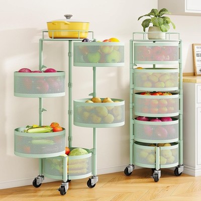 SNTD Fruit Basket 5 Tier Rotating Storage Rack Green With Lid