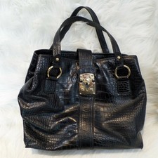 DKNY Black Large Satchel Croc Embossed Purse Bag