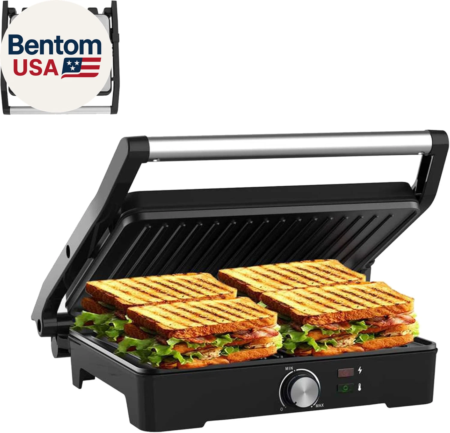 Panini Press,Sandwich Press Grill,180 Degree Open,Perfect for Grilling Sandwich,
Opens in a new wind