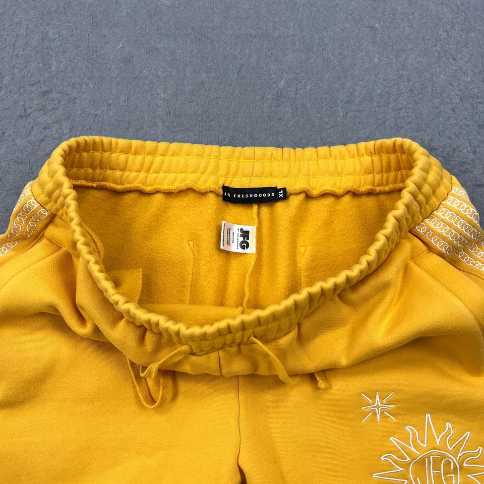 Joe Freshgoods Sweatpants Men's XL Yellow Sun Stars Ankle Tie Side Stripe Pants - Image 2 of 4